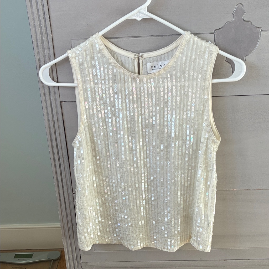 Velvet By Graham & Spencer Sequin Blouse - Cream